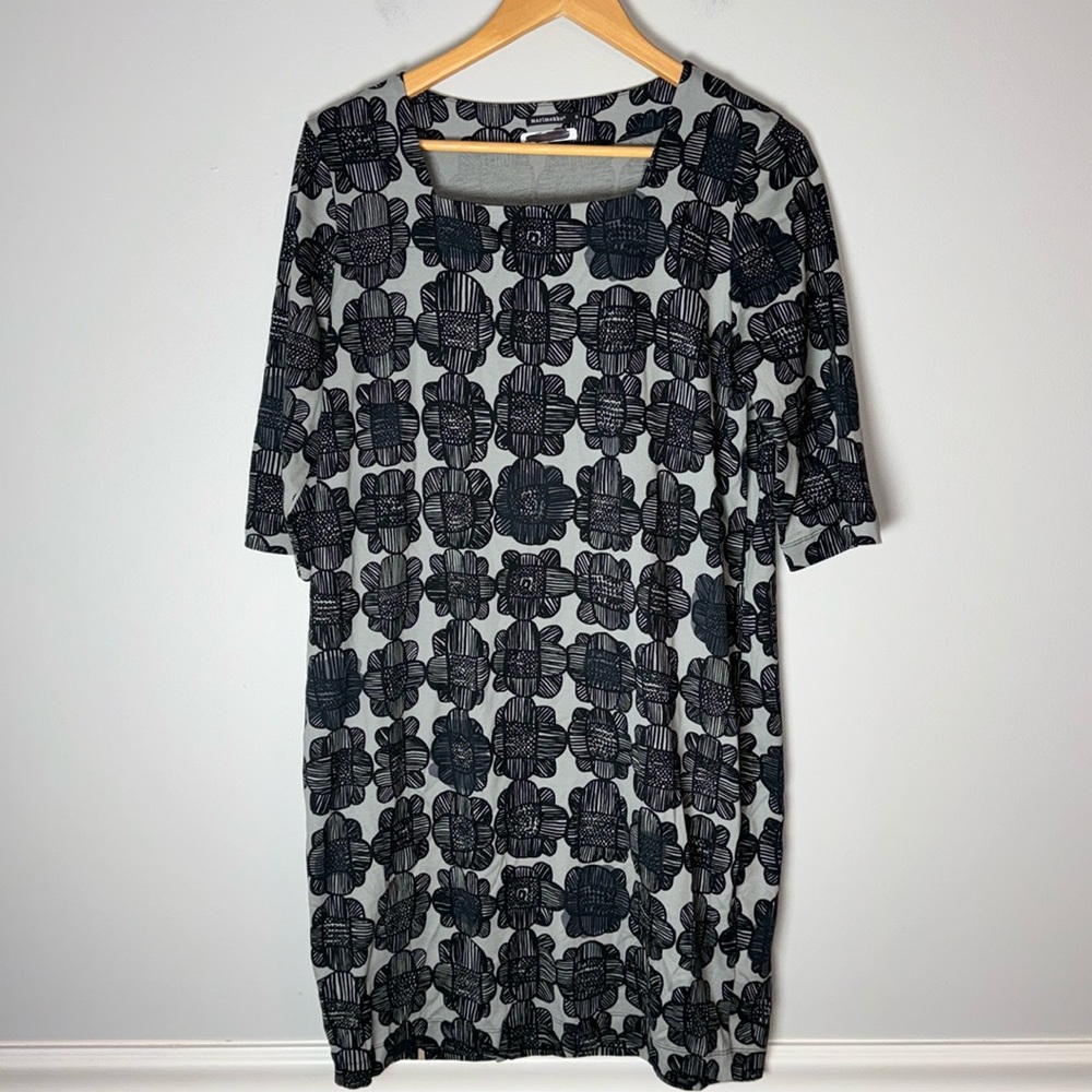 Marimekko Black Gray Shift Dress Medium